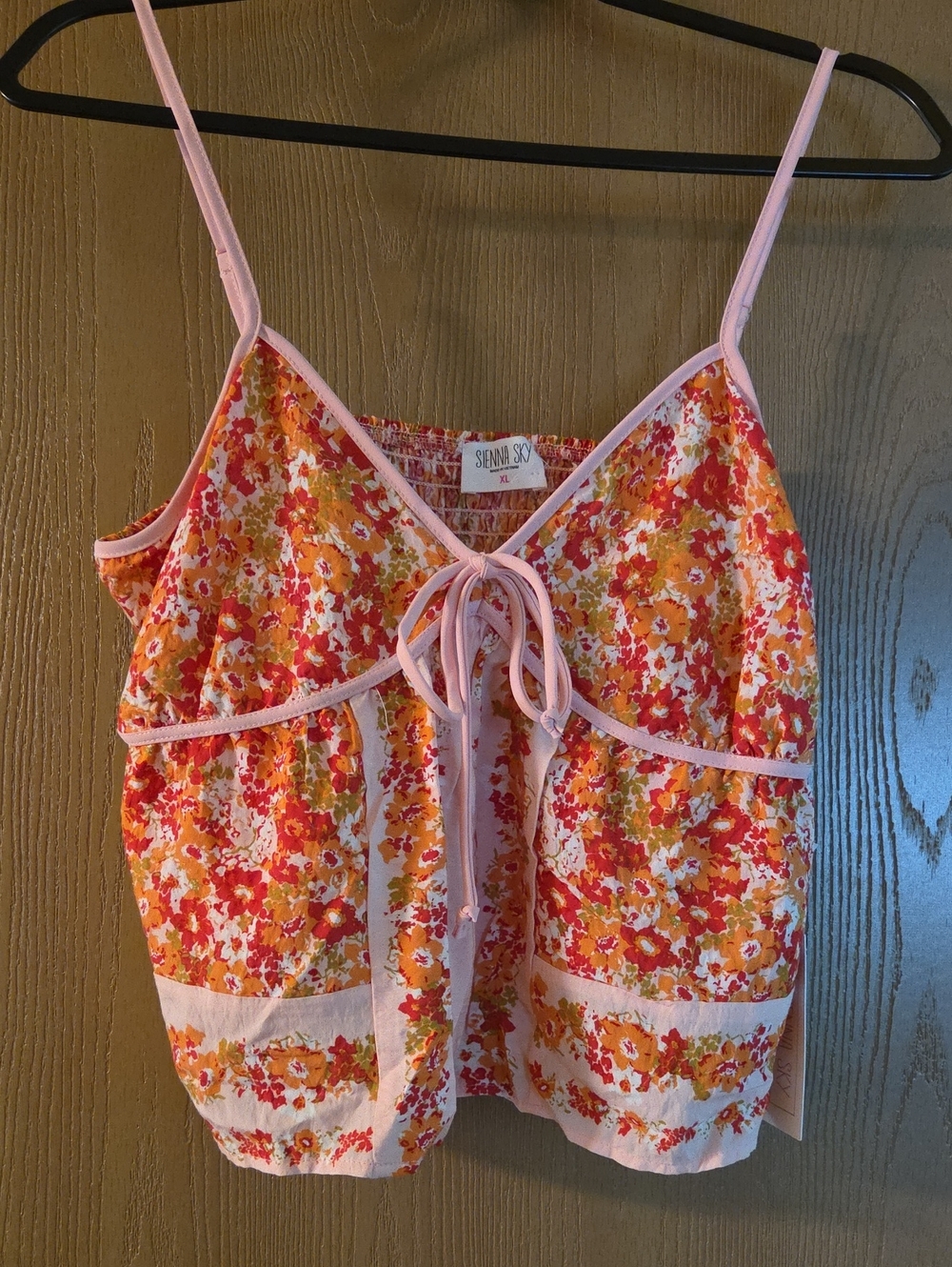 Sienna Sky NWT Pink & Orange Floral Tie-Front Cami Style Crop
